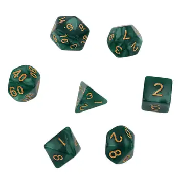 

Hot! 3sets Bright green Color 7 Pcs Set Creative Multi-Faceted Pearl Gemmed Acrylic Dice16-20mm D4 D6 D8 D10 D12 D20 New Sale