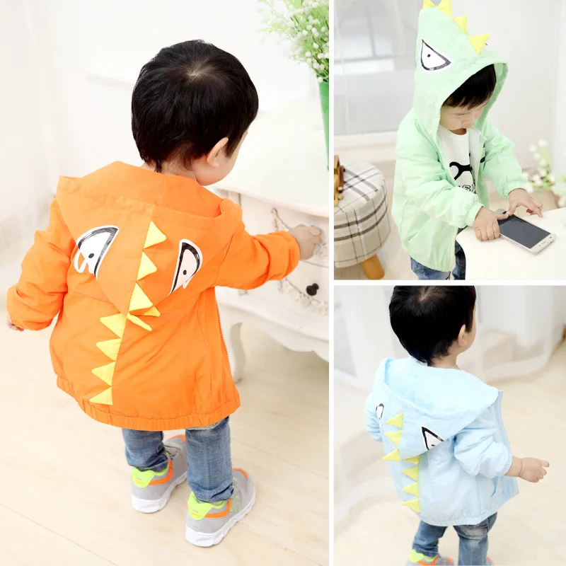 2017 new spring children coat cute little jacket boys and girls treasure dinosaur Korean cartoon sun