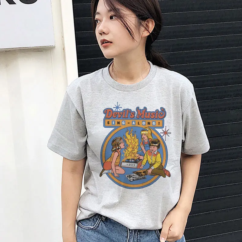 

Summer 2019 Harajuku Kawaii Vintage Aesthetics White Couple T-Shirt Women Fashion Casual Print Short Sleeve Tops Camiseta Mujer
