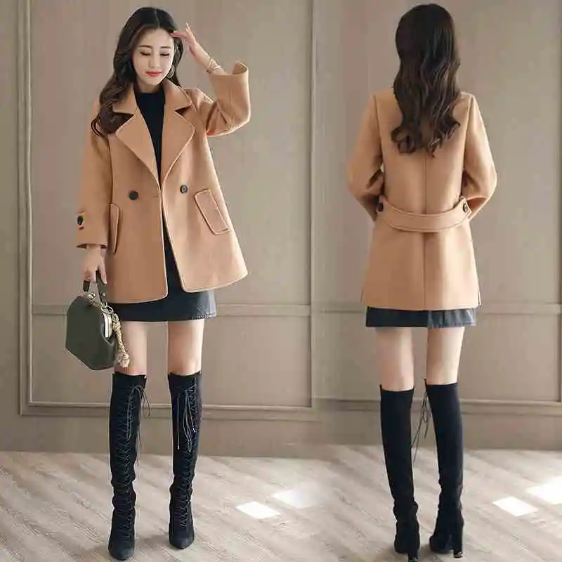 Longues Odfvebx Occasionnel Manteau Manches Femelle navy 2019 De Blue Court Moyen Printemps caramel Long Mode À pink Femmes Khaki Red Boutique Ah72 Laine splendid red Lâche Colour New Nnm80vw