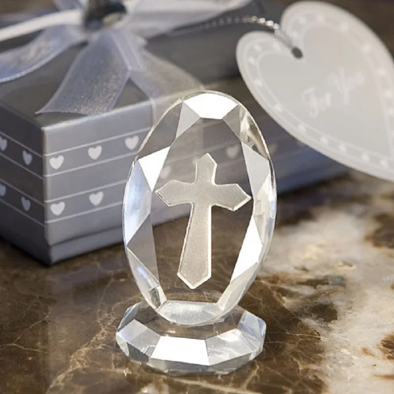 100 Pcs/lot Small Wedding Favors Crystal Cross Standing Baby