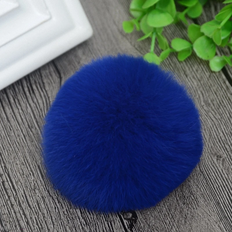 10 см натуральный мех кролика помпон пушистый DIY зимняя шапка Skullies шапка вязаная шапка помпоны F003-grey - Цвет: blue