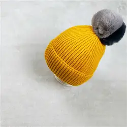 2018 Новый Cap горячие продажи lable вязаная шапка с толстые теплые зимние шапки для детей Открытый пом поп лыжный шапки
