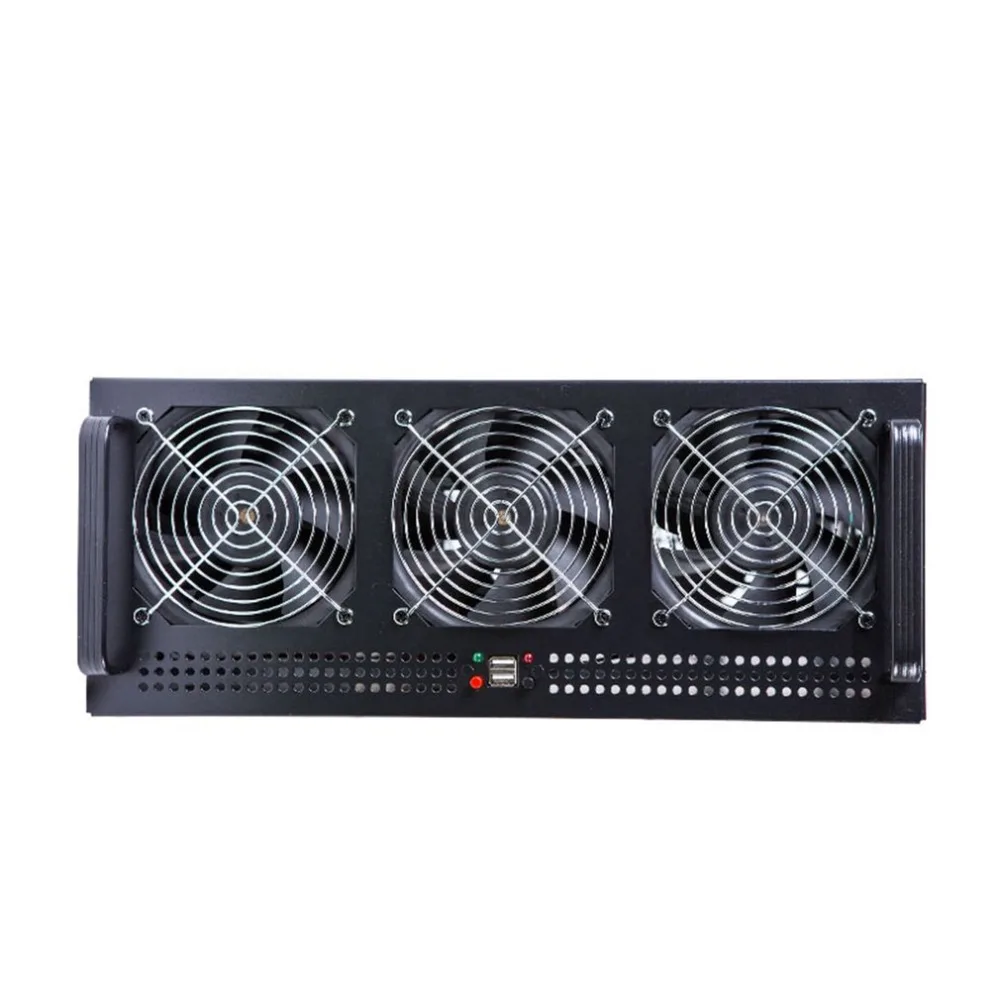 4U Mining Case Frame Fit For 6/8 Graphics Card Steel Open Air Mining Server Chassis With 6 Fans For ETH/BTC/LTC/ETC Mining