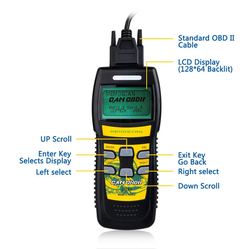 Universal Memoscan U581 Auto Code Readers Automotive OBD2 Scanner Can