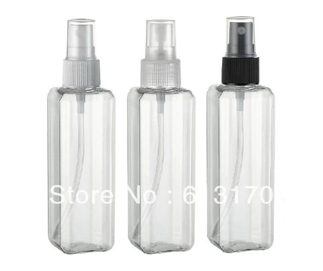 100ml plastic Empty spray bottle Transparent clear Square pet travel