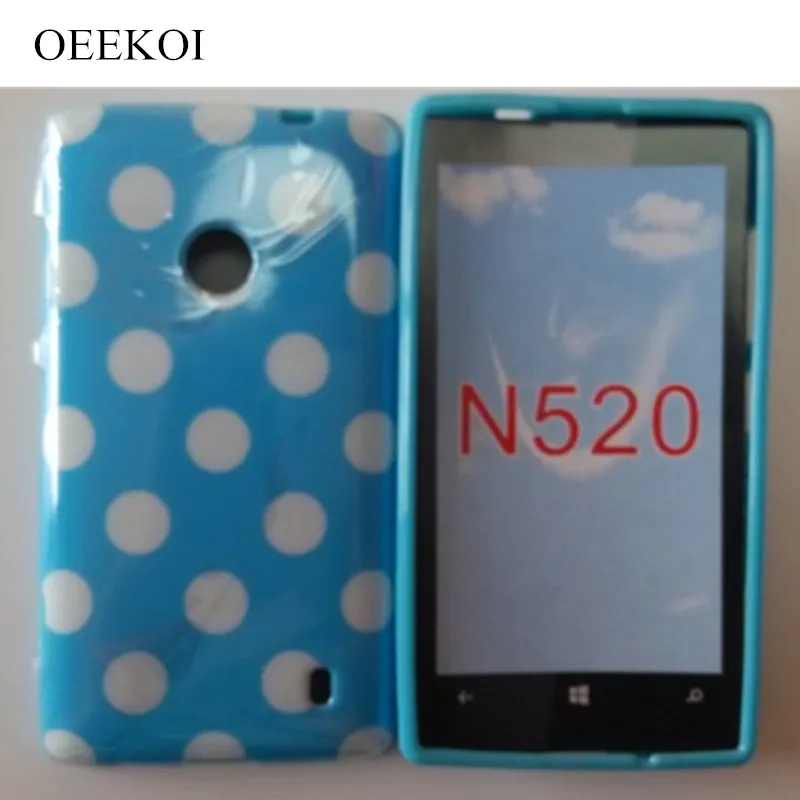 OEEKOI мягкий гелевый Чехол в горошек из ТПУ для Nokia Lumia 520 Бесплатная доставка |