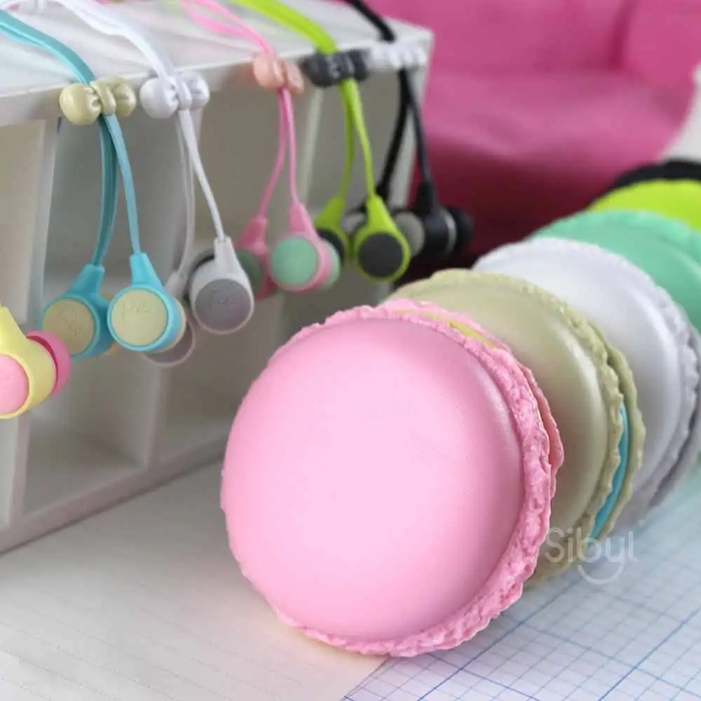 

2017 Hot Offer Sibyl Macaron in-ear earphone with storage box for mp3 mp4 player cellphone high quality for girls kids children