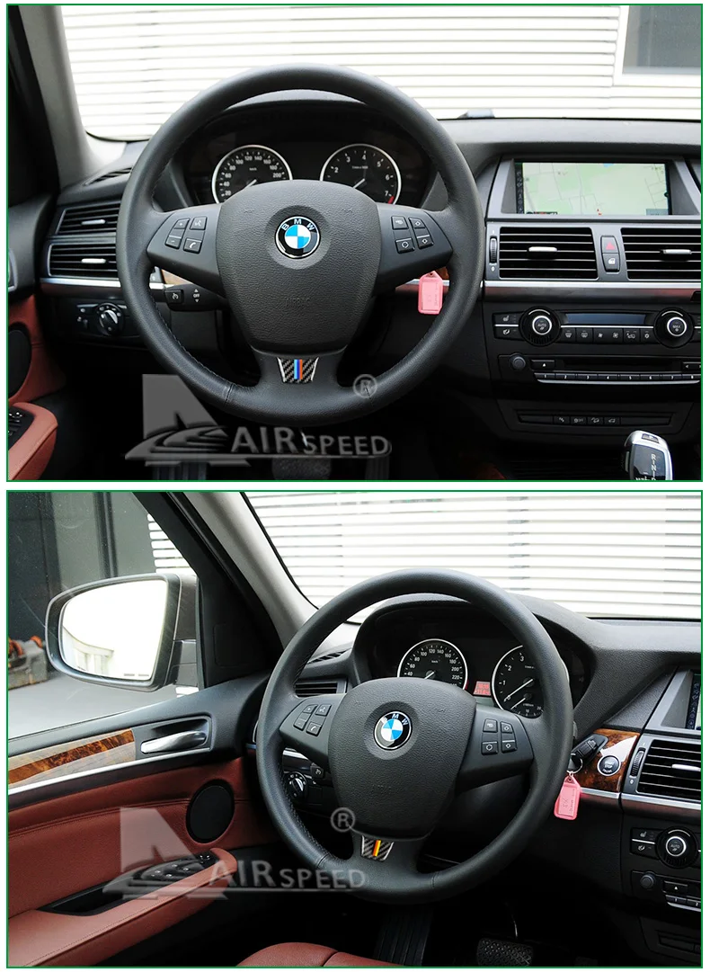  for BMW E70 X5 E71 X6 Carbon Fiber Car Steering Wheel Stickers M Sport Emblem Stickers Interior Accessories Car Styling (5)