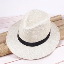 Мужская шляпа Fedoras, летняя Осенняя соломенная шляпа, одноволоконное покрытие, ковбойская уличная мужская Кепка Капитана, солнцезащитная, однотонная, широкая, элегантная