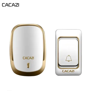 

CACAZI Smart Wireless Waterproof Doorbell 1 Battery Button 1 2 Receiver US EU UK Plug Smart Home Cordless door bell chimes