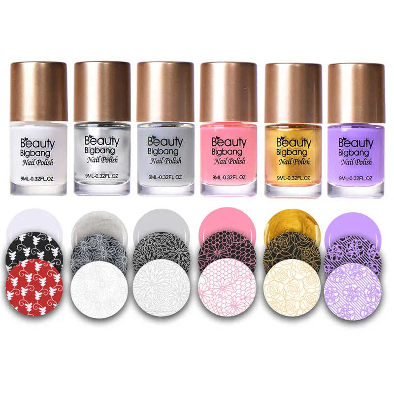 

BeautyBigBang 6 bottles 9ml Nail Stamping Polish Set Colorful Printing Varnish Lacquer for Nail Art Stamping Plate Nail Polish