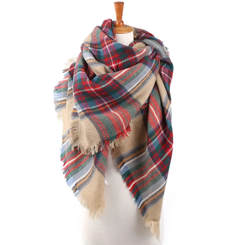 Ladies Scotland Scarf Large Blue Red Checked Plaid Tartan Scarf Wrap Shawl Stole