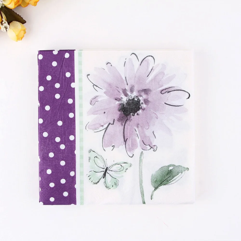 Новинка 20 салфеток для стола салфетки с рисунком цветов синего фиолетового