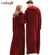 Толстый теплый фланелевый Халат для женщин и мужчин, одежда для сна, халат на осень и зиму, домашняя одежда, Новые халаты для пар, длинный банный халат с капюшоном