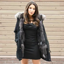 CX-G-P-12A длинное хлопковое пальто зимнее теплое пальто из настоящего меха пуховик с мехом лисы