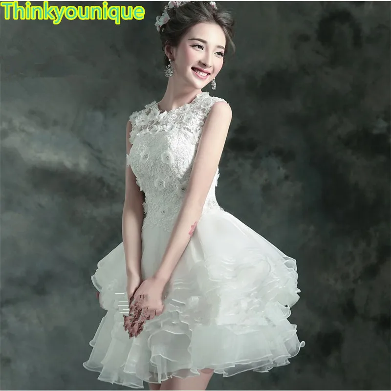 

2019 Free shipping White O-neck short Party homecoming dresses Ball Gowns Grade Graduation Dress robe de soiree TK691