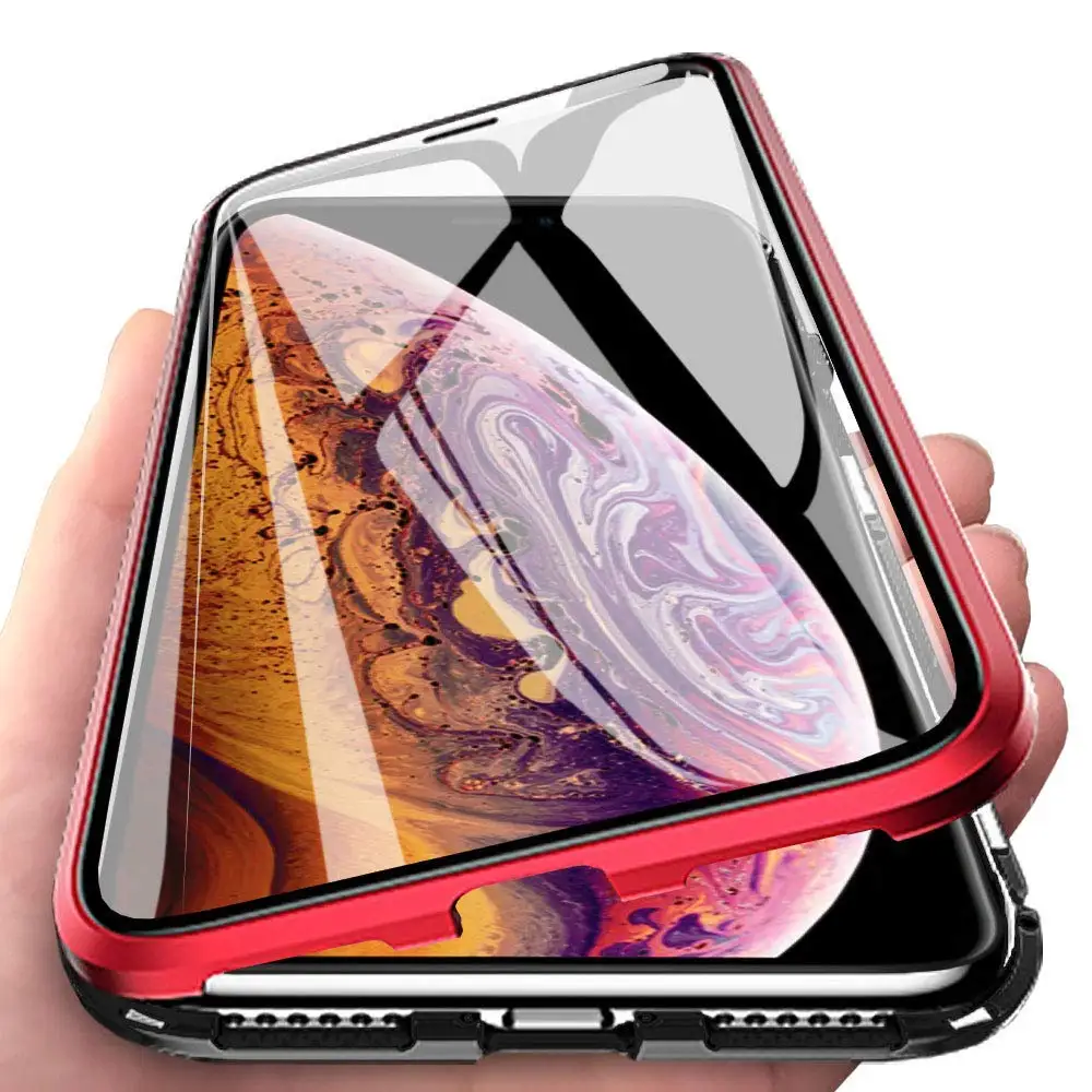 Магнитный чехол для Iphone XS MAX X 7 8 Plus, металлический чехол для телефона, двухсторонний чехол из закаленного стекла 360, чехол s Fundas Capa Carcasa