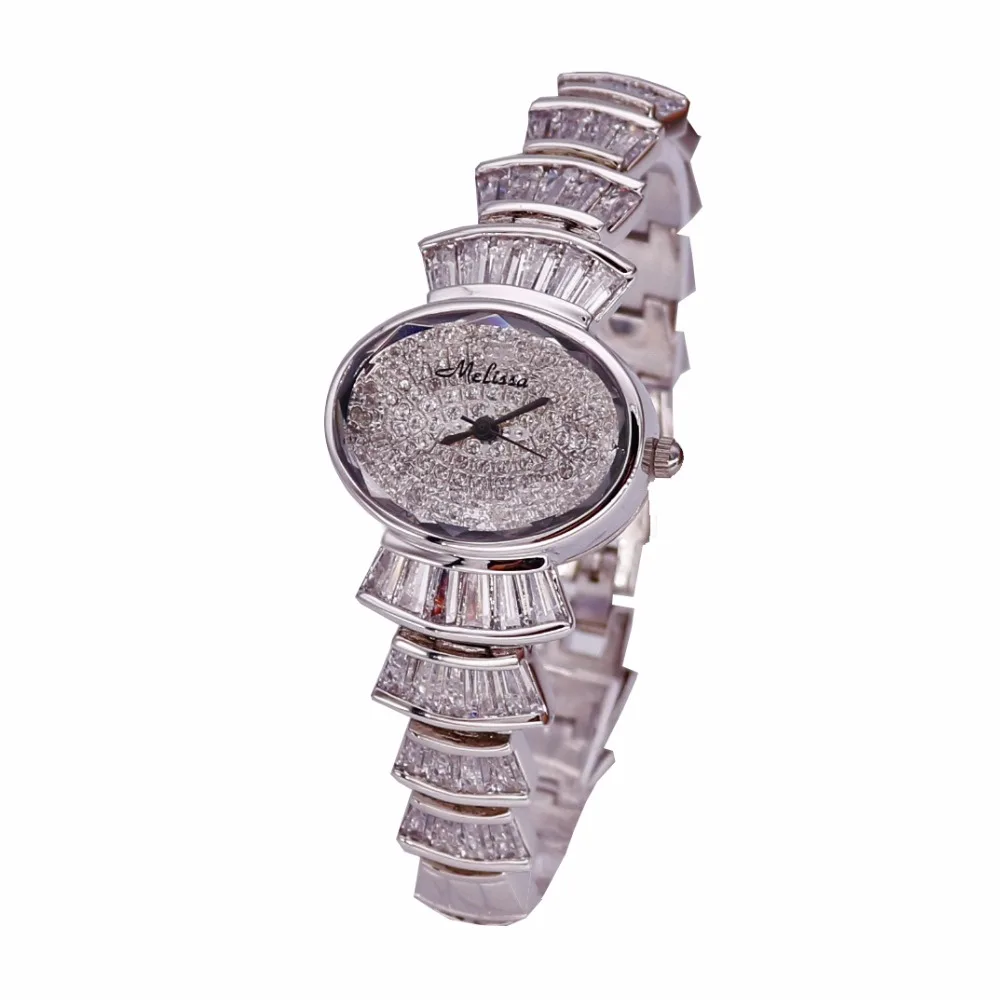 

Top Luxury Melissa Lady Women's Watch Elegant Rhinestone Fashion Hours Dress Bracelet Crystal Clock Girl's Birthday Gift Box