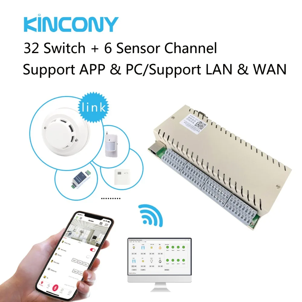 32 Gang Network Ethernet TCP IP Relay Control Diy Switch Module Smart Home Automation Remote Controller Security Alarm Domotica