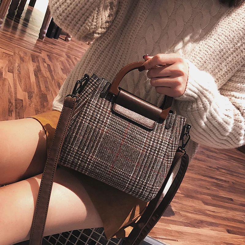 

2 bags Woman's Designer Handbag 2019 Fashion Hot Handbags High quality Wool Stripes Woman Tote bags Girl Shoulder Messenger bags