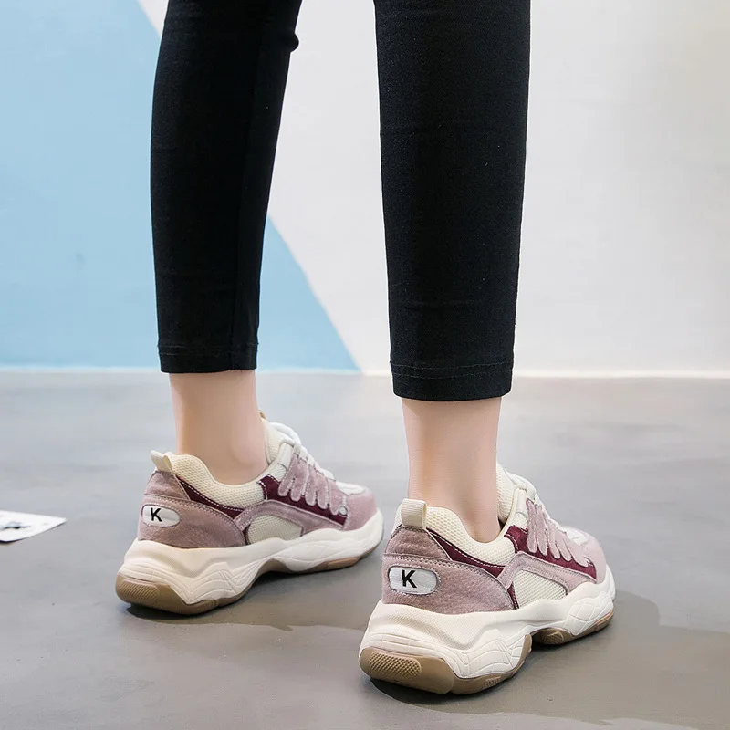 Женская обувь; кроссовки на платформе; zapatos de mujer; дышащая Модная брендовая обувь; chaussures femme; Женская обувь в стиле пэчворк; Цвет Серый