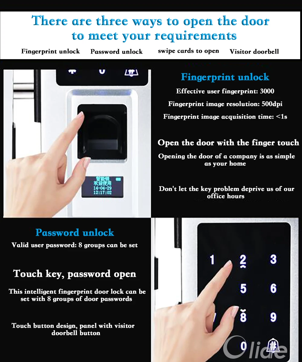 Fingerprint Door Lock for frameless door  (5)