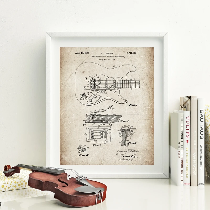 Guitar Patent Poster Print Music Studio Decor