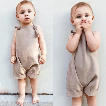 

New Summer Baby Clothes Newborn Boy Bodysuit Infant Toddler Sleeveless Bodysuit Solid Jumpsuit Suit Outfits Top Wholesale боди