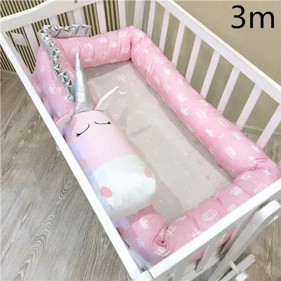 Детские мягкие бортики для кровати черно-белая зебра детская кроватка ограждение для кровати бампер Защитная Подушка антикраш бар для новорожденного сна - Цвет: Pink unicorn 3m