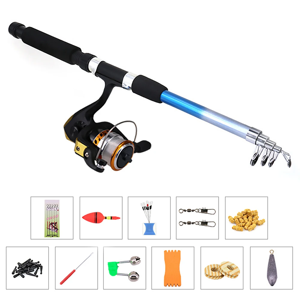 عدة الصيد قضيب و بكرة كومبو القطب الغزل بكرة مجموعة مع معدات الصيد مجموعة ل الصيد
