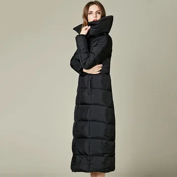 

Women's Down Jacket Thicken White Duck Down Coat Over Knee Long Jacket Female Manteau Femme Lapel Maxi Coats Parkas Mujer C2550