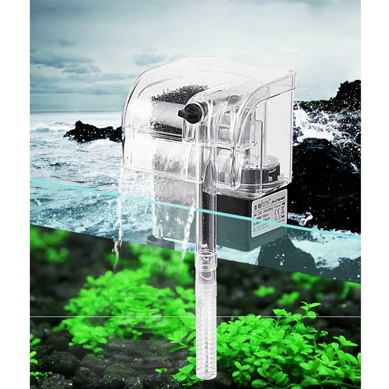 Аквариум Мини Прозрачный Внешний водопад фильтр 3 Вт 250л/ч дизайн для маленький аквариум поток воды регулируемый