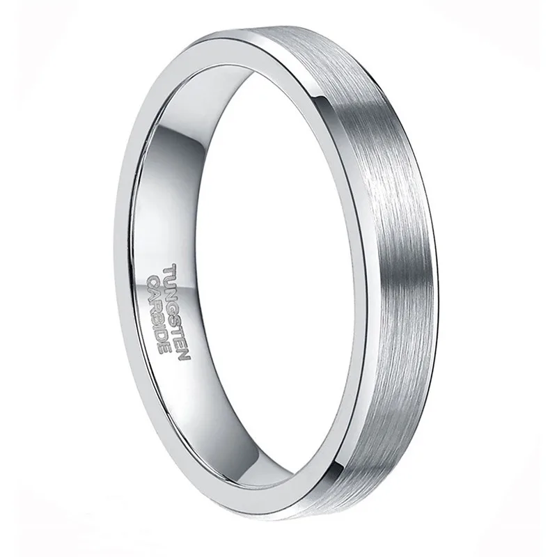 4mm silver TIGRADE 4/6/8/мм черное кольцо из карбида вольфрама, мужское обручальное кольцо из матового серебра и золота, женские обручальные кольца для мужчин, ювелирные изделия - Цвет основного камня: 4mm silver