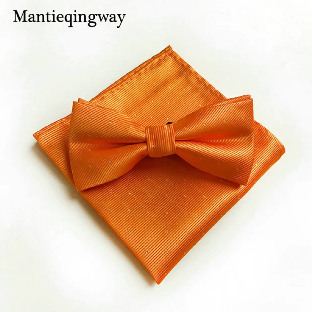 18 Mantieqingway модный однотонный+ в горошек синий платок и галстук-бабочка набор для мужчин черный карман квадратный бизнес Bowkont Повседневный галстук набор - Цвет: 18