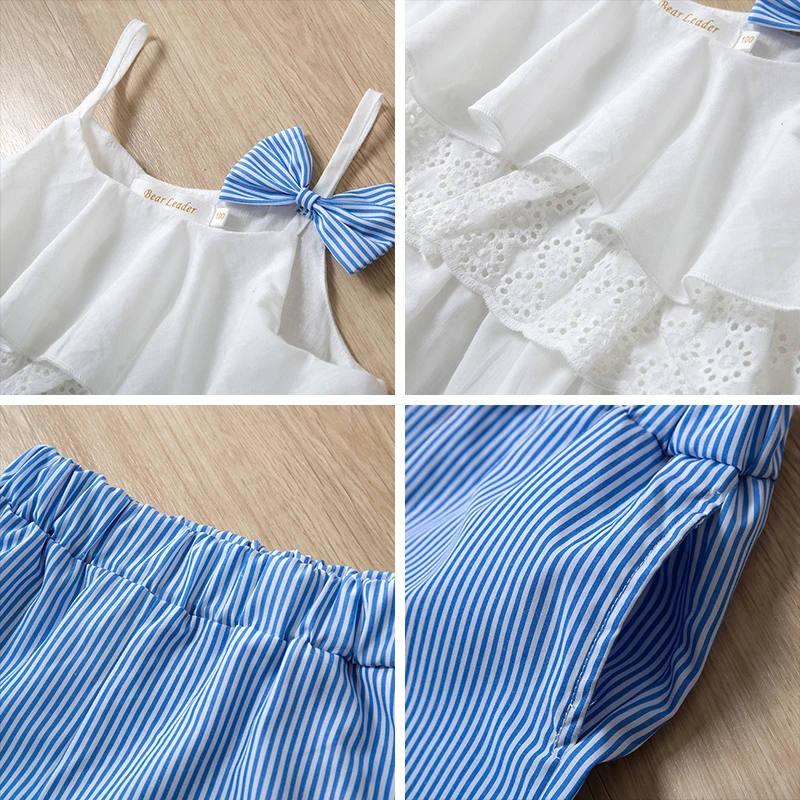 Keelorn/комплекты одежды для девочек, новая летняя однотонная шифоновая майка с бантом для девочек, топ+ синие шорты, комплект из 2 предметов, одежда для девочек 3-7 лет