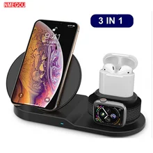 Для Apple IPhone X XR XS Max 8 Plus Watch Series 1 2 3 4 Airpods 3 в 1 Быстрое беспроводное зарядное устройство QI Подставка для зарядки док-станция