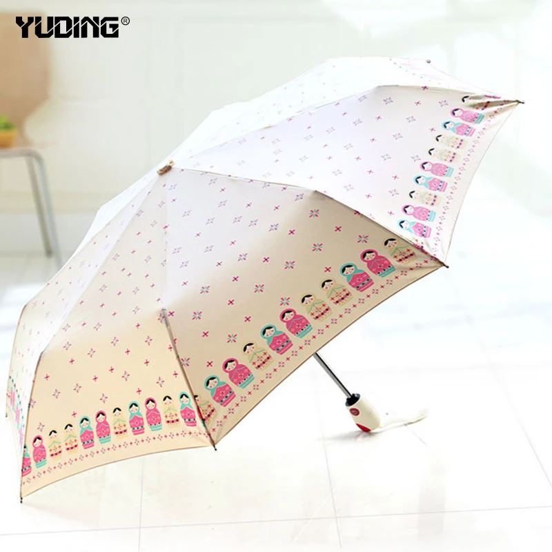 

Yuding Fully-automatic Umbrella Hq Cartoon Matryoshka Doll Sunny\Rain Umbrella Women Sunshade Umbrella Rain Parasol