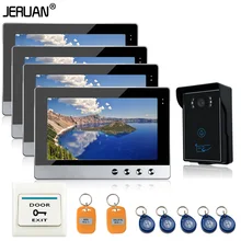 JERUAN Free Shipping New10 inchColor Video Door Phone Intercom System 4 monitors+1camera support RFID Card Access waterproof