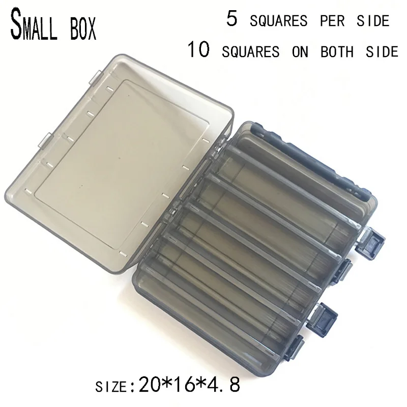 Коробка для рыболовных снастей большой емкости, двухэтажная коробка для подледки, переносная коробка для хранения рыболовных снастей - Цвет: size-small gray
