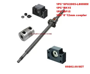 

2005 ballscrew set:SFU2005-L800mm Ball screw-C7+BK/BF15 Support+8*12mm coupler