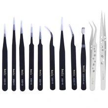 Pinzas антистатические ESD пинцет из нержавеющей стали пинцет изогнутая прямая законцовка щипцы прецизионные паяльные пинцеты инструмент для ремонта