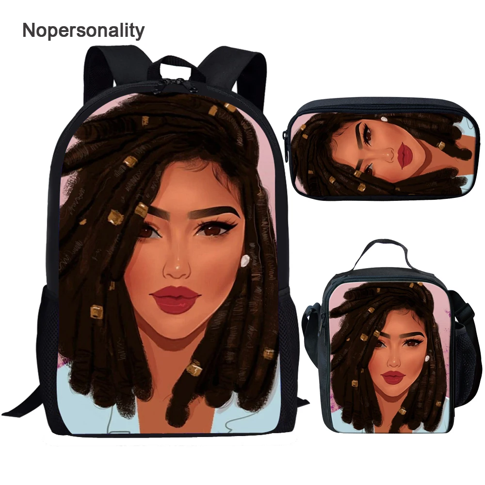 

Nopersonality Elementary Backpack Set for Teenage Girls Stylish Art Black Girls School Bagpack Mochila Student Kids Bagpacks
