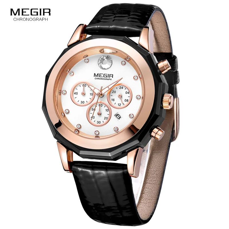 

MEGIR Smart Chronograph Quartz Watches for Women Ladies 24-hour Analogue Display Waterproof Wristwatch for Woman 2042LREBK