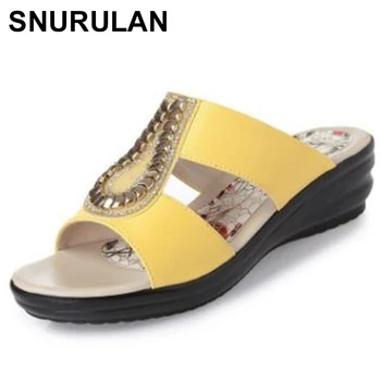 

SNURULAN New female sandals fashion sexy shoes comfortable breathable sandals and slippers mother sandals plus size 35--43 E507