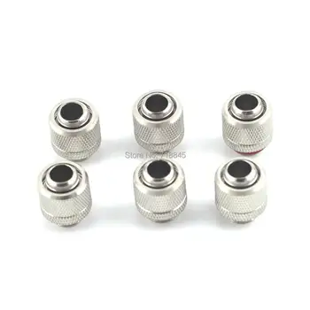 

6pcs/ lot Siliver Black 3/8" ID 1/2" OD Compression Fitting nozzle G1/4 thread suit 9.5x12.7mm tubing water cooling computer