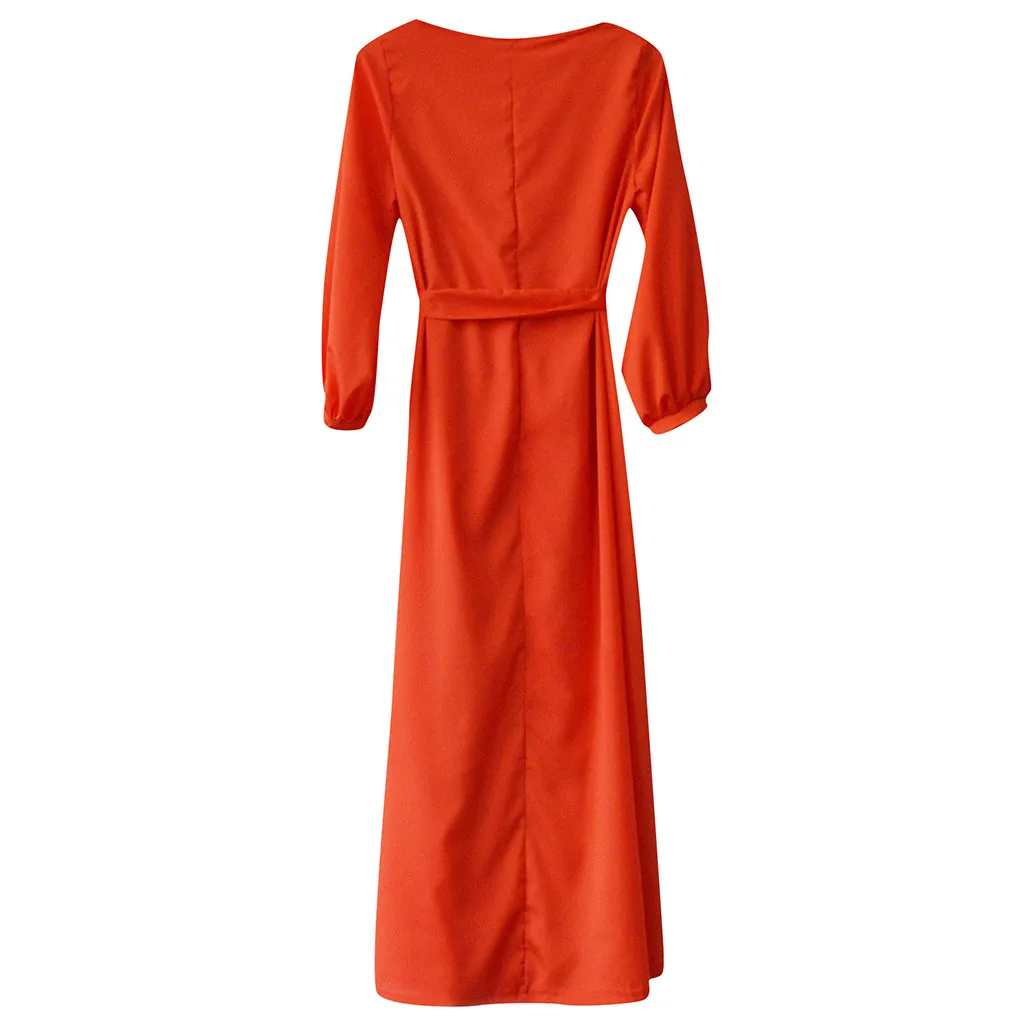 JAYCOSIN весеннее летнее женское длинное платье с круглым вырезом в богемном стиле, облегающее винтажное Повседневное платье с рукавом-фонариком и рукавом три четверти
