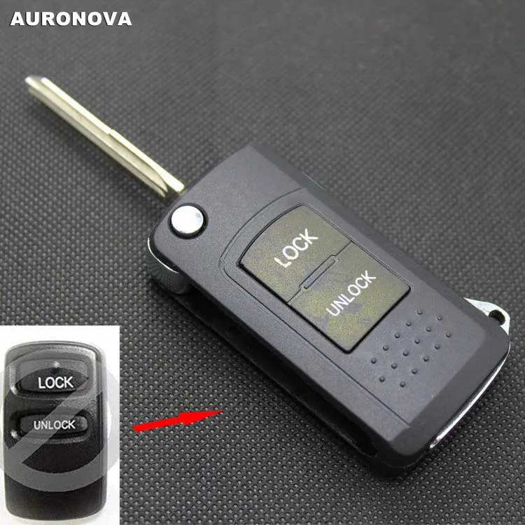 

AURONOVA New Upgrade Flip Folding Key Shell for Mitsubishi V73 2 Buttons Modified Remote Car Key Case