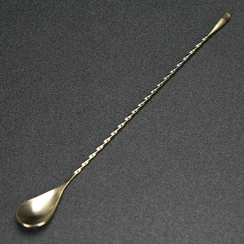 

Newest Style 1 Piece Bronze Mixing Cocktail Spoon, Spiral Pattern Bar Teadrop Spoon Stir Spoon Bar Tool Bartender Tools 40cm