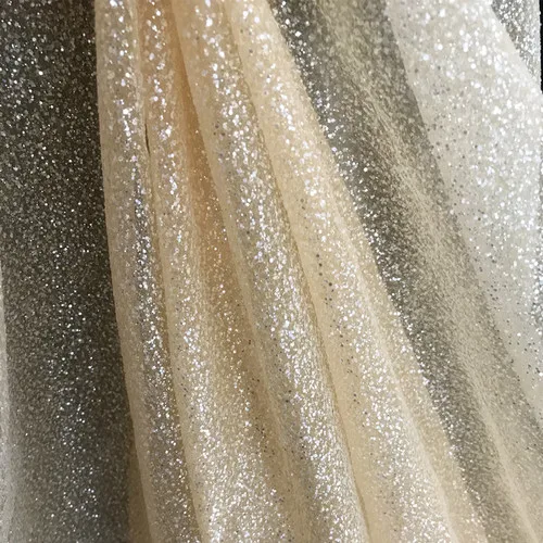 Белый цвет шампанского супер-плотный горячий-Просверленный бисер блестящая сетка ткань для свадебного платья - Цвет: gold